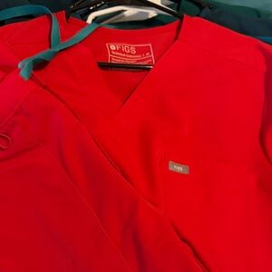 Figs Vivid Red Medical Scrub Top
